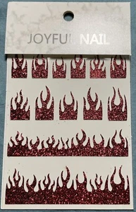 Adesivi per unghie decalcomania art fai da te design 3D impermeabili fiamme rosse glitter - Foto 1 di 3