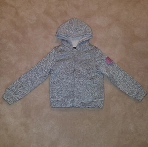 DKNY Gray Hoodie Hooded Sweatshirt Girls 6X Sherpa Lined Full Zip - Picture 1 of 8
