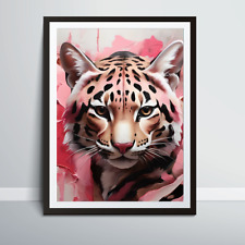 Abstract Tiger -Pink- Paint- Splatter-  Safari- Digital Wall Art Poster Decor