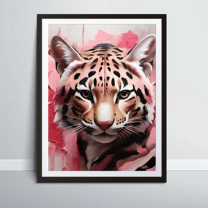Abstract Tiger -Pink- Paint- Splatter- Safari- Digital Wall Art Poster Decor - Picture 1 of 3
