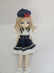 1/6 BJD doll With Cute Sailor Outfit, Blonde Wig, And Glass Eyes - Picture 1 of 1