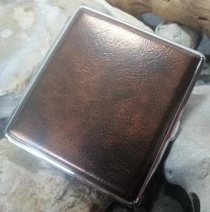 Zigarettenetui Zigaretten Etui Dose Box Leder Design Vintage Serie Braun NEU - Bild 1 von 5