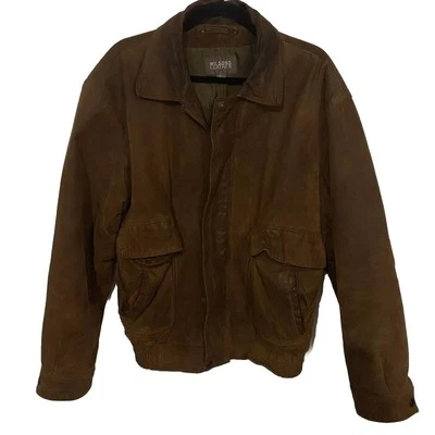 Chaqueta de Cuero Wilson Marrón Bombardero Bolsillos con Cremallera Completa De Colección Años 90 Para Hombre Grande En muy buen estado Foto 1 de 4