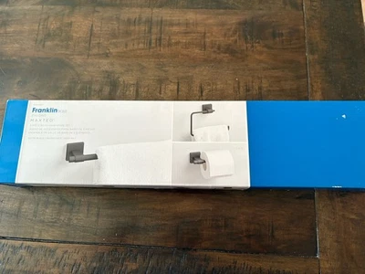 Juego de herrajes de baño Franklin de latón MAX63-MB-R de 3 piezas, negro mate nuevo en caja Foto 1 de 2