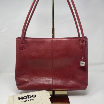 Bolso de hombro shopper de cuero rojo HOBO Foto 1 de 4