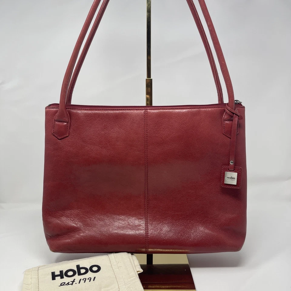 Bolso de hombro shopper de cuero rojo HOBO Foto 1 de 4