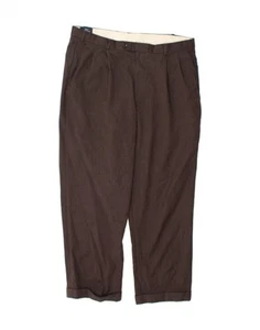 BROOKS BROTHERS Mens 346 Pegged Suit Trousers W36 L29 Brown Wool VI05 - Picture 1 of 3