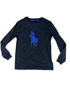 Polo Ralph Lauren Performance Boys Big Pony Logo Black Long Sleeve T-Shirt, Sz 7 - Picture 1 of 6
