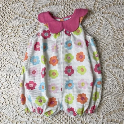 Romper colarinho pétala vintage década de 1990 batata doce bebê menina 6 meses flor poder - Imagem 1 de 4
