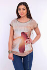 Women's Top FOREST Print Boat Neck Short Sleeve T-Shirt Sizes 8-12 FHB19
