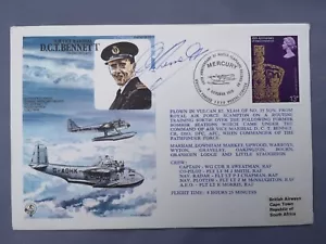 D C T BENNETT CB DSO DFC AFC AVM FLOWN FIRST DAY COVER SIGNATURES D C T BENNETT - Picture 1 of 4