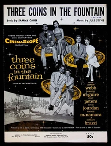 1954 Drei Münzen im Brunnen mit Clifton Webb Film Titelsong Noten - Bild 1 von 3
