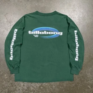 Vintage 90s Billabong Long Sleeve Tshirt Men’s Large Forest Green Surf Skater - Picture 1 of 11