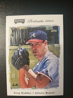 Tarjeta de retratos de playoffs Greg Maddux 2003 # 38 Atlanta Braves Hof Foto 1 de 2