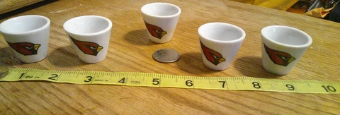 5 NFL FOOTBALL MINI PORCELAIN SHOT GLASS/cup Arizona Cardinals Cover