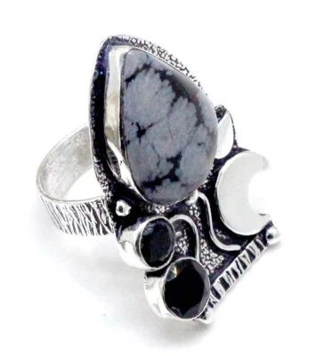 Anillo de joyería hecho a mano de plata esterlina 925 fósil de coral y espinela talla 7 Foto 1 de 4