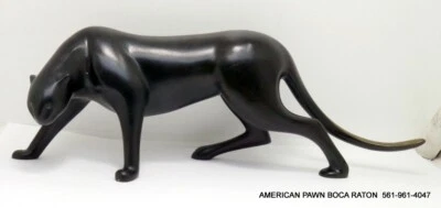 Escultura de Pantera Negra Loet Vanderveen Bronce Acecho Rastrero Firmada Edición Limitada Foto 1 de 4