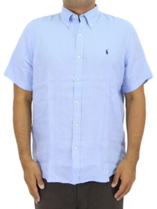Camisa Polo Ralph Lauren RL Untucked Fit Manga Corta Lino con Poni - Azul - Imagen 1 de 4