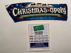 Monopoly Christmas REINDEER STABLES Title Deed Card GAME REPLACEMENT PIECE - Picture 1 of 3