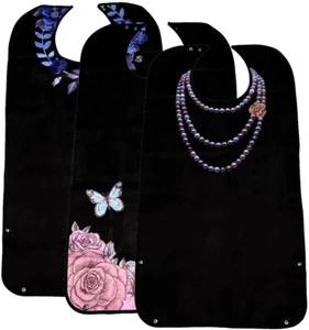 Adult Bibs for Eating, Black Washable Reusable Clothing Protector, Waterproof Ba - Picture 1 of 12