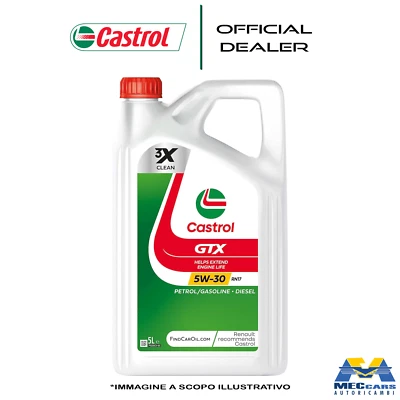 CASTROL GTX 5W30 RN17 OLIO MOTORE SINTETICO Renault Mercedes - Acea C3 | 5 LITRI - Immagine 1 di 4