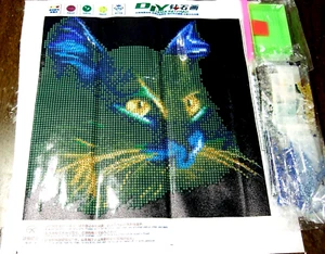 Black Cat 3D Round Diamond Cross Stitch Painting Kit - NIP (#22) - Picture 1 of 3