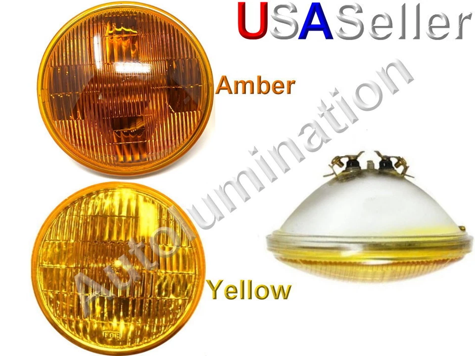 New 4412-a Amber Yellow 12 Volt Par46 Sealed Beam Headlight Bulb 5-3/4" LH-23065 - Image 1 of 1