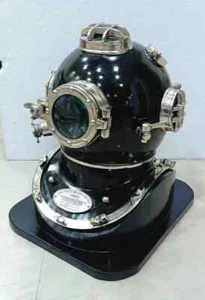 Casco subacqueo Black Mark V Deep Scuba 18" full size antico US Navy ottone - Foto 1 di 4