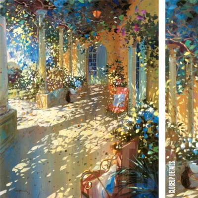 ARTTOCANVAS BRAND 24W"x30H" OMBRE by LAURENT PARCELIER - PORCH SCENE CAT PASSAGE CHOICES of CANVAS