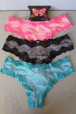Affinitas Intimates 3 упаковки хипстер нейлона животных печати леопард один размер 4-8 новый - Изображение 1 из 4