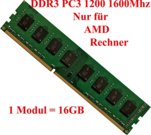 32GB (2 X 16GB)  DDR3 RAM PC3 - 12800 1600 MHz  Arbeitsspeicher 240 Pin AMD - Bild 1 von 1