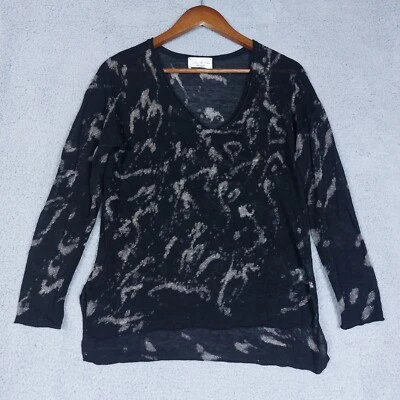 Feel The Piece Terre Jacobs Sweater Women's One Size Black Linen Blend Knit Top - Image 1 of 4