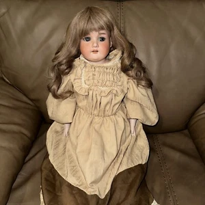Muñeca niña antigua cabeza de bisque Armand Marseille 25"" 370 AM-3-DEP cuerpo de cuero - Imagen 1 de 14