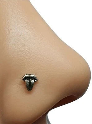 Naso Stud Lips Tongue Rocker Stones 22 g (0,6 mm) 925 Sterling Silver Ball En... - Immagine 1 di 4