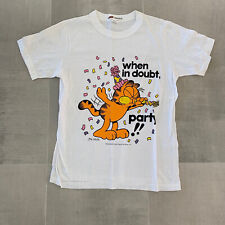 Vintage Garfield “When In Doubt, Party!” T Shirt Novelty Cat Colorful Size Large