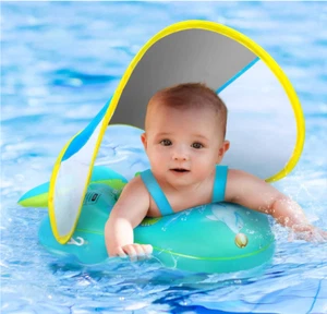 No Flip Over Baby Pool Inflatable Float with Canopy UPF50+ Sun Protection 3-36Mo - Picture 1 of 5