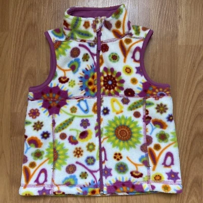 Vintage L.L. Chaleco Bean Girl’s Colorido Flor Cremallera Completa Talla 4T Foto 1 de 4