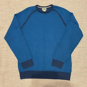 LL Bean Mens Sweater  Teal Medium Tall Cotton Cool Max Poly Grandpa Cabin - Picture 1 of 7