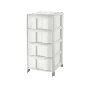 Cassettiera salvaspazio Bambù con 4 cassetti alti colore bianco - Foto 1 di 2