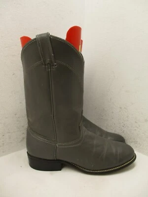 Laredo Gray Leather Roper Cowboy Boots Womens Size 8 M Style 6952 USA - Image 1 of 4