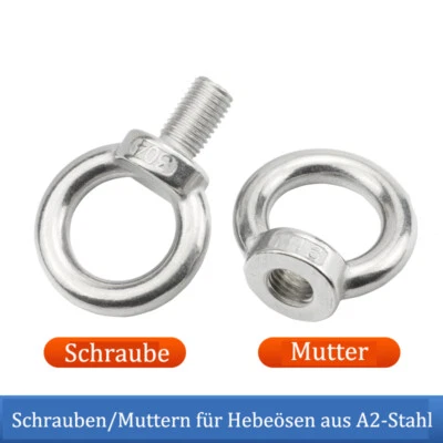 Ringmutter A2 Edelstahl 304 Ringschraube Ring Öse Mutter M6 M8 M10 M12 M16 - M30 - Bild 1 von 4