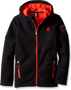 [155122-019] Big Kids SPYDER Upward Midweight Core Sweater - Black/Volcano - Picture 1 of 3