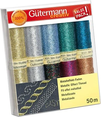 Gütermann 734007 Metalleffekt - Faden - Set, 10 x 50 m, Nähfaden, Zierstichfaden - Bild 1 von 3