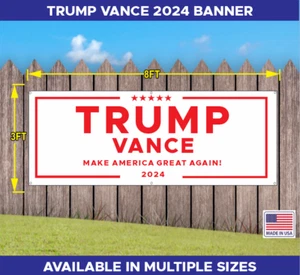 TRUMP VANCE MAGA  MAKE AMERICA GREAT AGAIN  2024 BANNER MULTIPLE COLORS - Picture 1 of 14