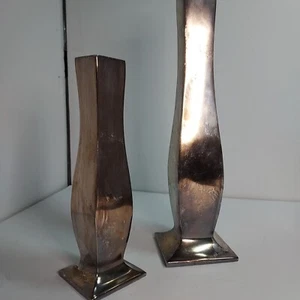 Pottery Barn "AVA" Silver Candlestick Pair (9½" and 7") - Picture 1 of 3