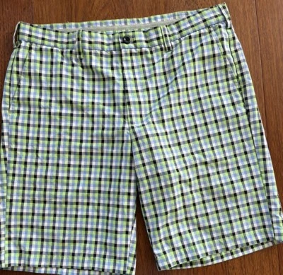 Pantalones cortos de golf para hombre IZOD verde/azul/negro a cuadros 36 w/10"" entrepierna Foto 1 de 4
