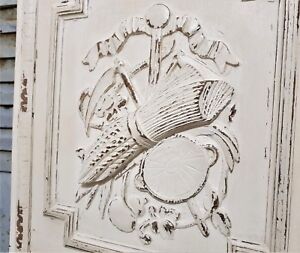 Farmhouse trophy summer wood carving panel Antique french architectural salvage