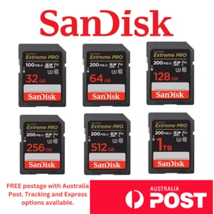 SanDisk Extreme Pro SD Card 32GB 64GB 128GB 256GB 512GB 1TB UHS-I SDXC 4K Camera - Picture 1 of 25