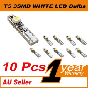 10pcs of T5 White 3 SMD SUPER BRIGHT 3528 LED Side Car Light Wedge Bulb DC 12V - Picture 1 of 7