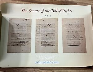 Bill of Rights Poster signed by Bob Kerrey Tom Dadchle Bob Torricelli 34x24